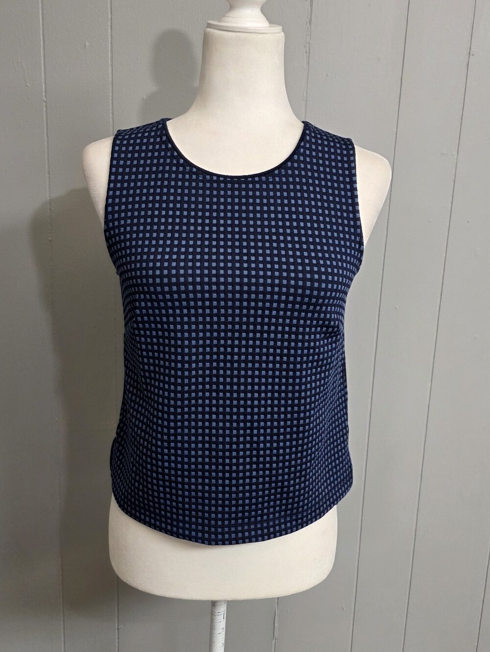 Banana Republic Blue Check Pattern Tank Top Size XS